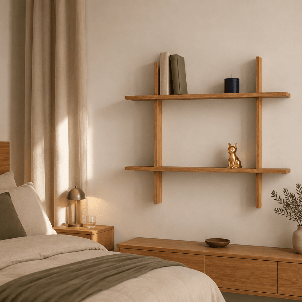 Matrix Solid Oak Wood Shelf - 31.5 x 27.5 x 0.8 in - Reelken US