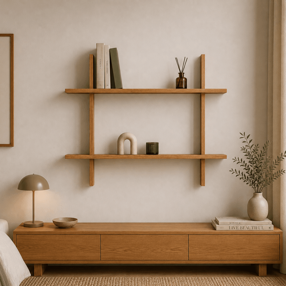 Matrix Solid Oak Wood Shelf - 31.5 x 27.5 x 0.8 in - Reelken US