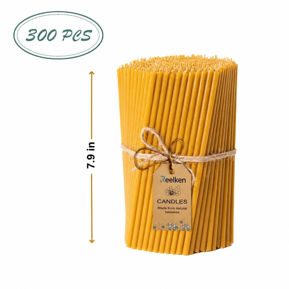 Natural Beeswax Candles - 7.9x0.25 in - Reelken US
