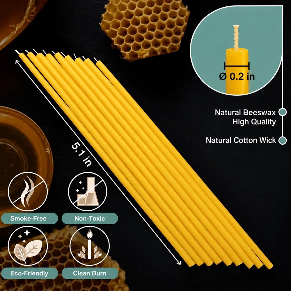 Natural Wax Candle Set - 5.1x0.2 in - Reelken US