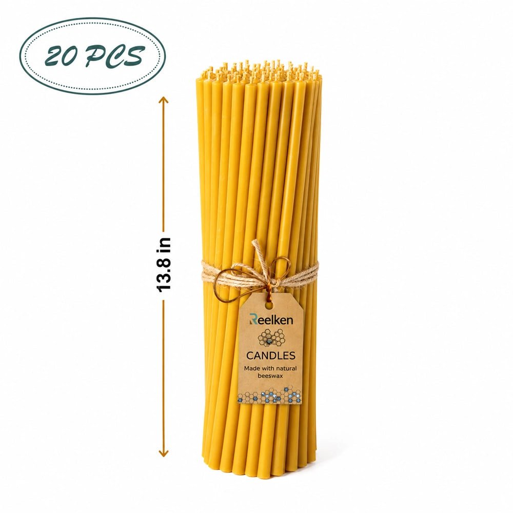 Natural Wax Candles - 13.8x0.55 in - Reelken US
