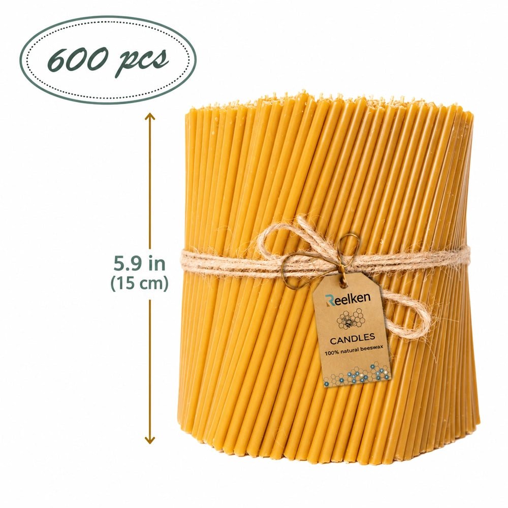 Natural Wax Candles 5.9x0.2 in - Reelken US