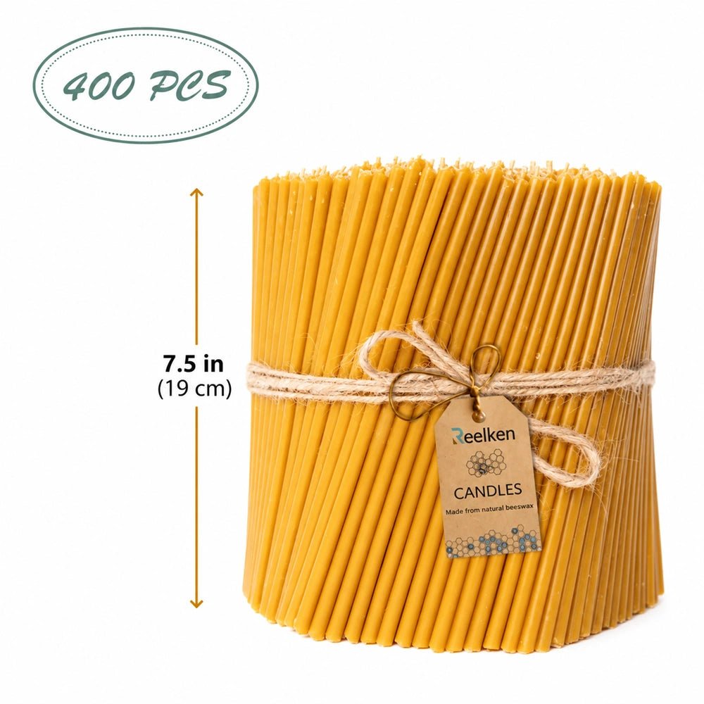 Natural Wax Candles - 7.5x0.24 in - Reelken US