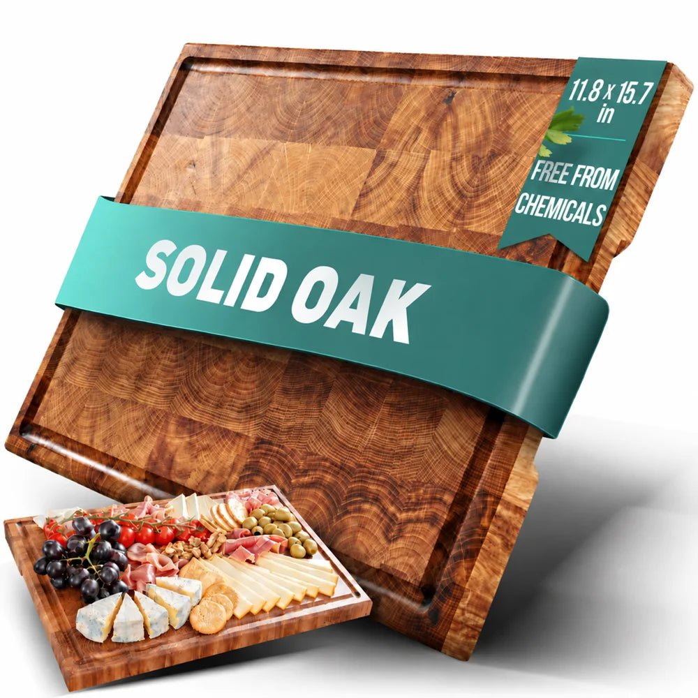 Oak wood cutting board 11.8 x 15.7 x 1 in - Reelken US