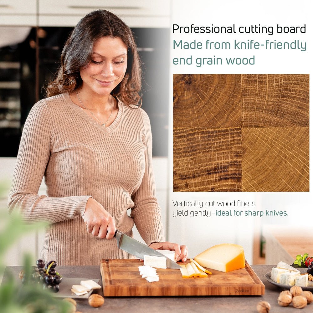Oak wood cutting board 11.8 x 15.7 x 1 in - Reelken US