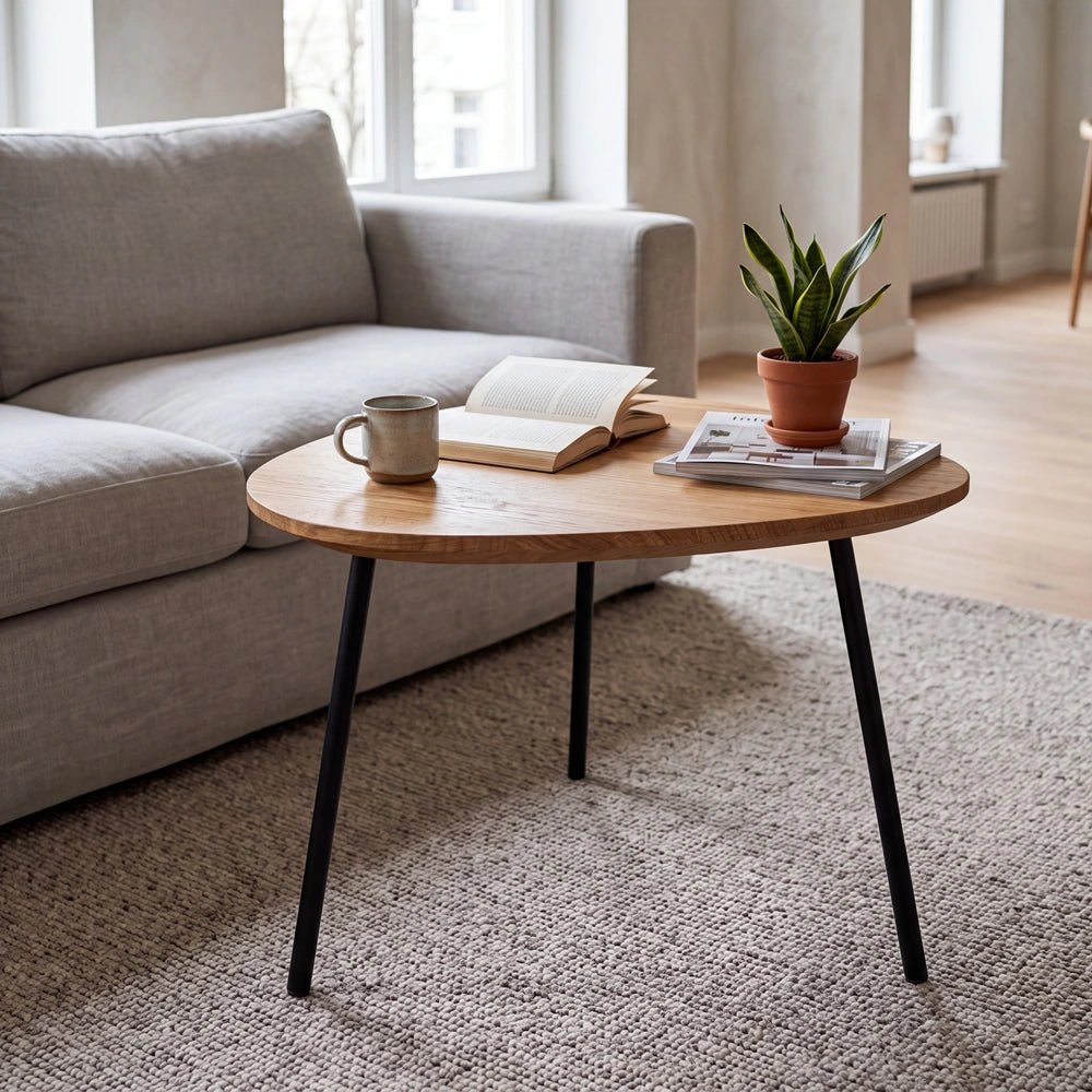 Oval Solid Oak Coffee Table – 18.9 x 19.7 x 1 in - Reelken US