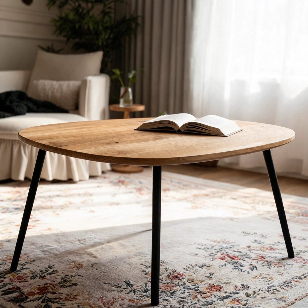 Oval Solid Oak Coffee Table – 23.4 x 31.5 x 1 in - Reelken US