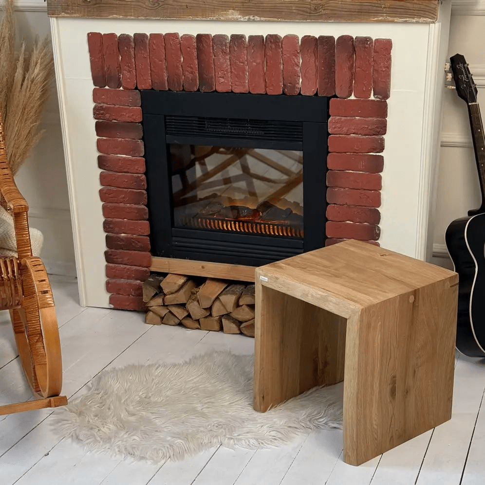 Solid oak bench 15.7 x 17.7 x 15.7 in – natural edges, natural oil finish - Reelken US
