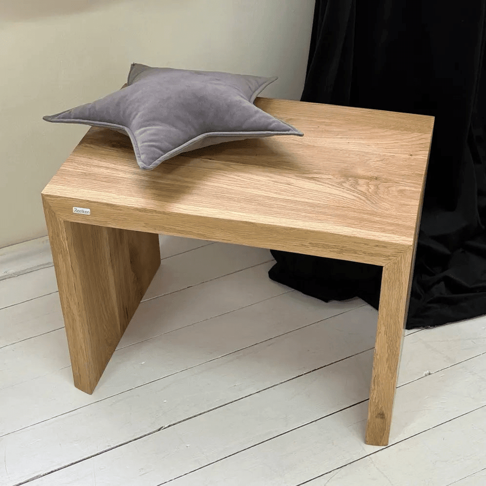 Solid oak bench 31.5 x 17.7 x 15.7 in – natural edges, natural oil finish - Reelken US