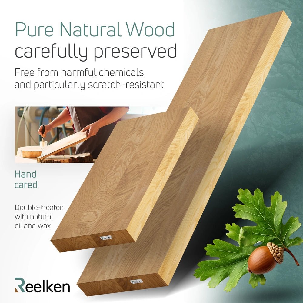 Solid Oak Wall Shelf - straight edges 23.6 x 8.7 x 1.6 in - Reelken US