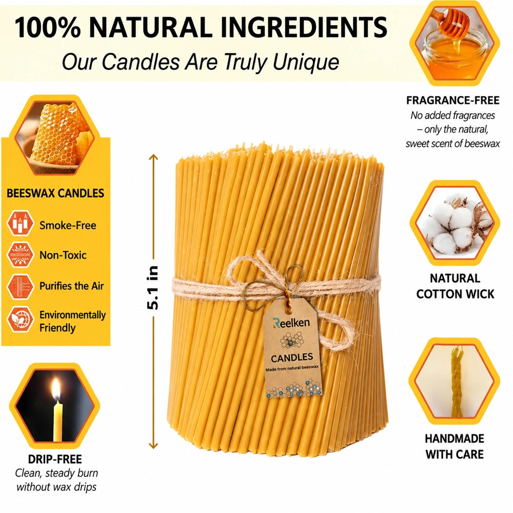 Natural Wax Candle Set - 5.1x0.2 in