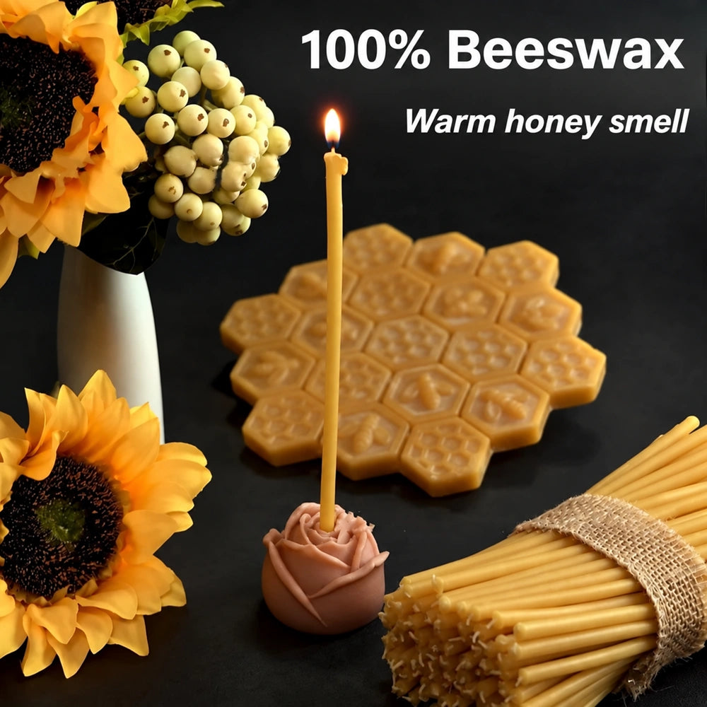 Natural Beeswax Candles -11x0.37 in