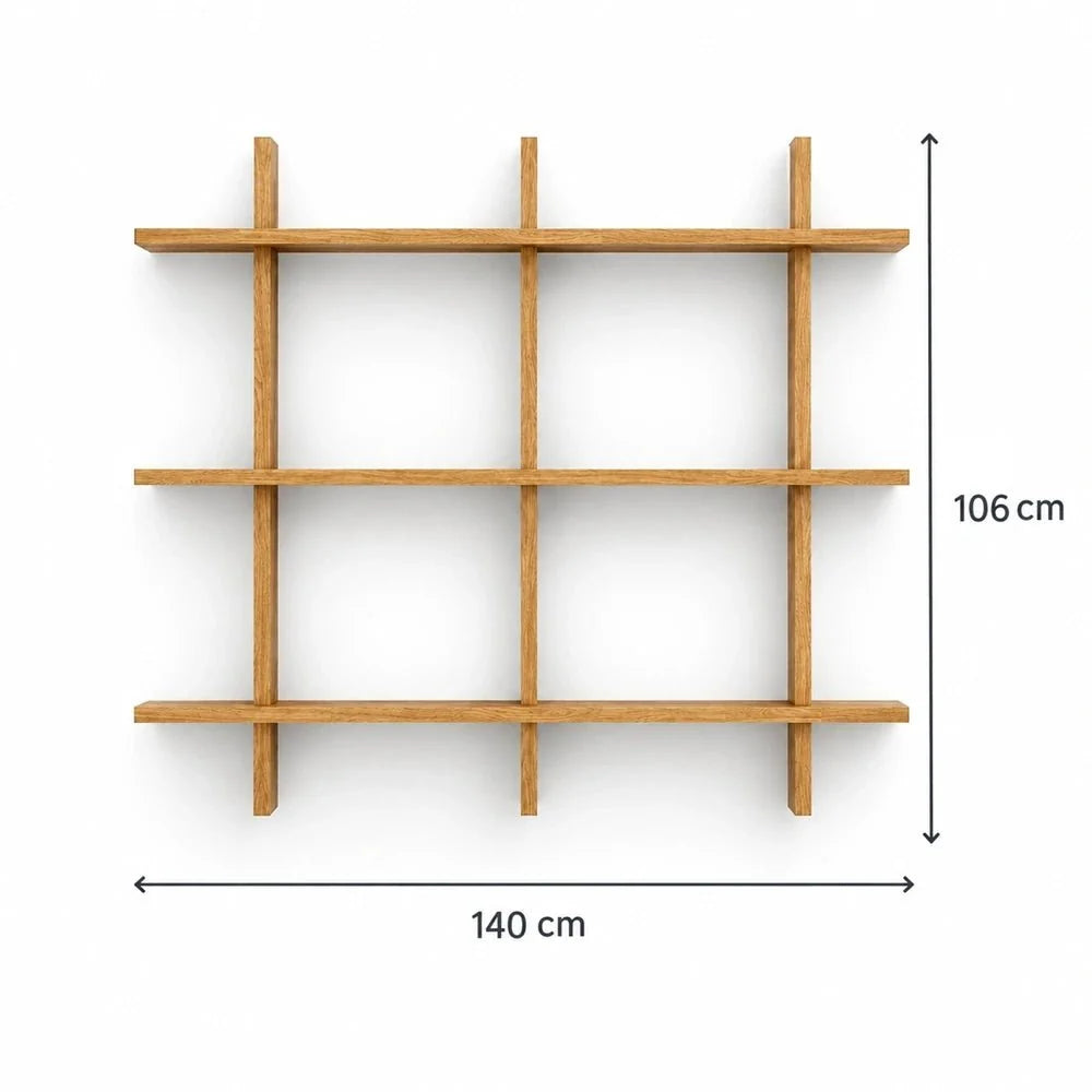 Etajera Matrix din lemn de stejar masiv - 140x106x2 cm - Reelken