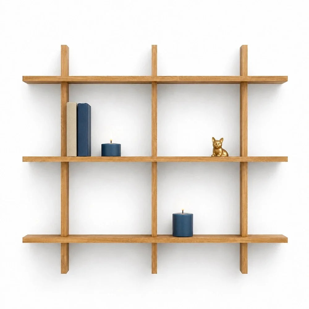 Etajera Matrix din lemn de stejar masiv - 140x106x2 cm - Reelken