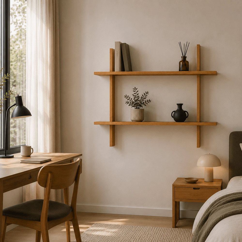 Matrix Solid Oak Wood Shelf - 31.5 x 27.5 x 0.8 in - Reelken US