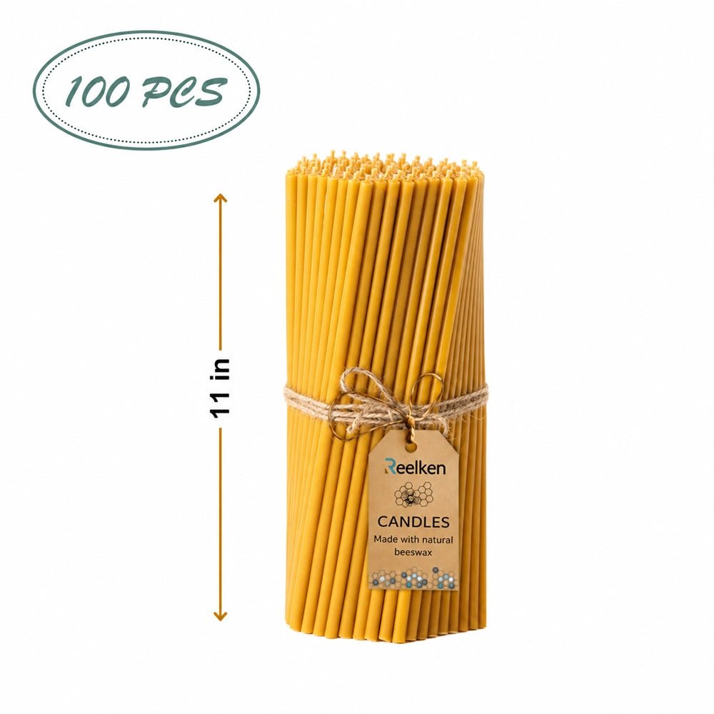 Natural Beeswax Candles -11x0.37 in - Reelken US
