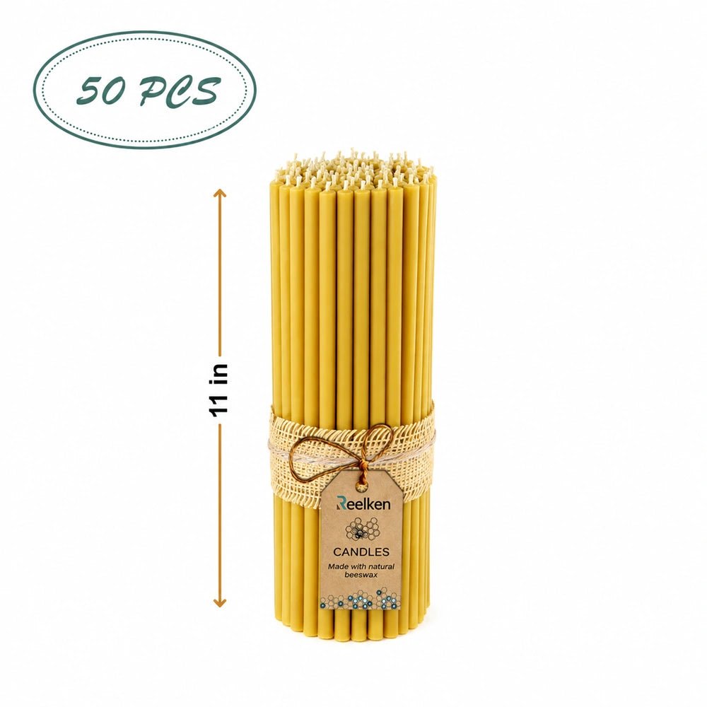 Natural Beeswax Candles -11x0.37 in - Reelken US