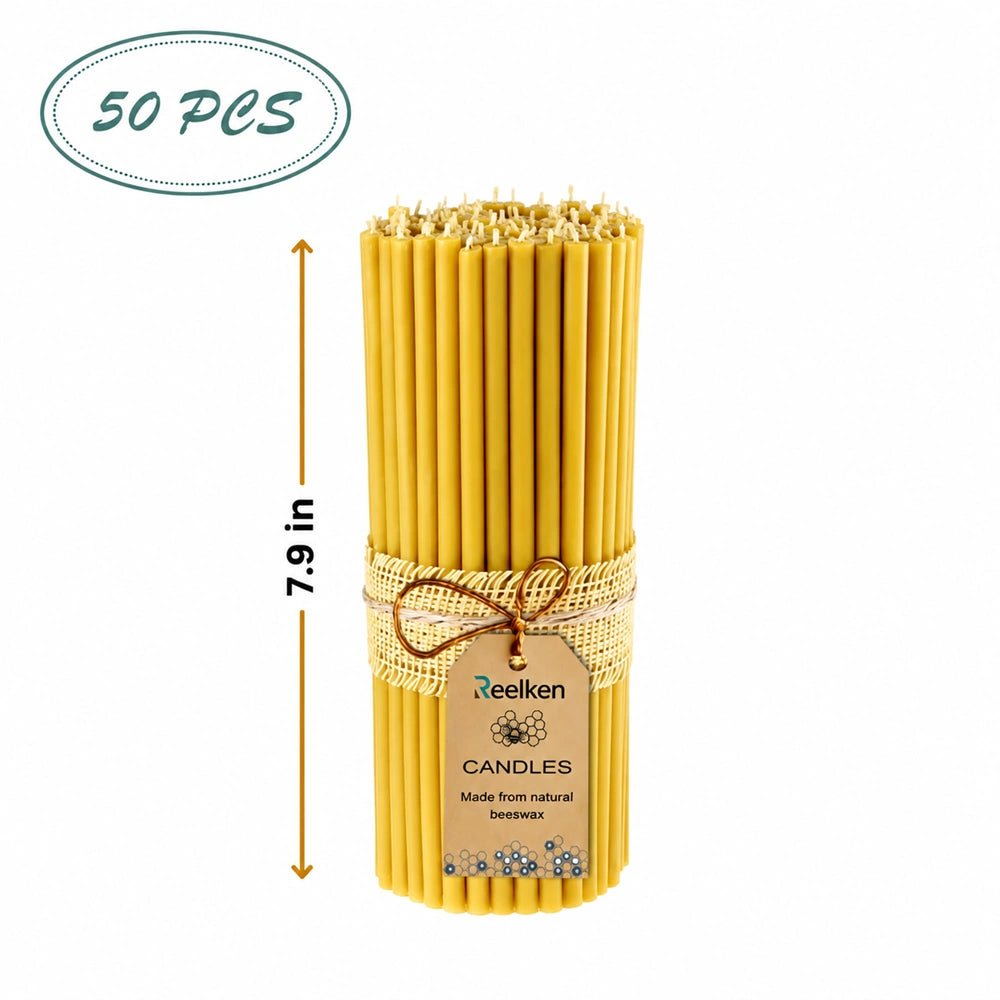 Natural Beeswax Candles - 7.9x0.25 in - Reelken US