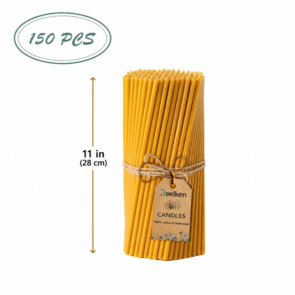Natural Wax Candles - 11x0.3 in - Reelken US