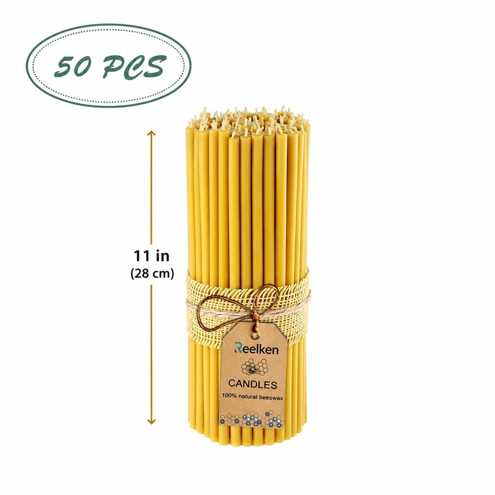 Natural Wax Candles - 11x0.3 in - Reelken US