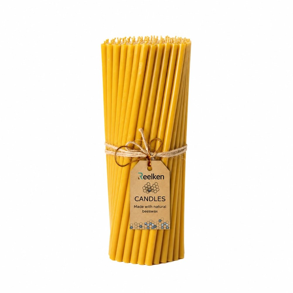 Natural Wax Candles - 13.8x0.55 in - Reelken US