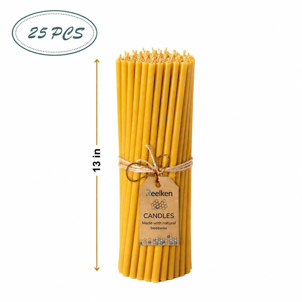 Natural Wax Candles - 13x0.47 in - Reelken US