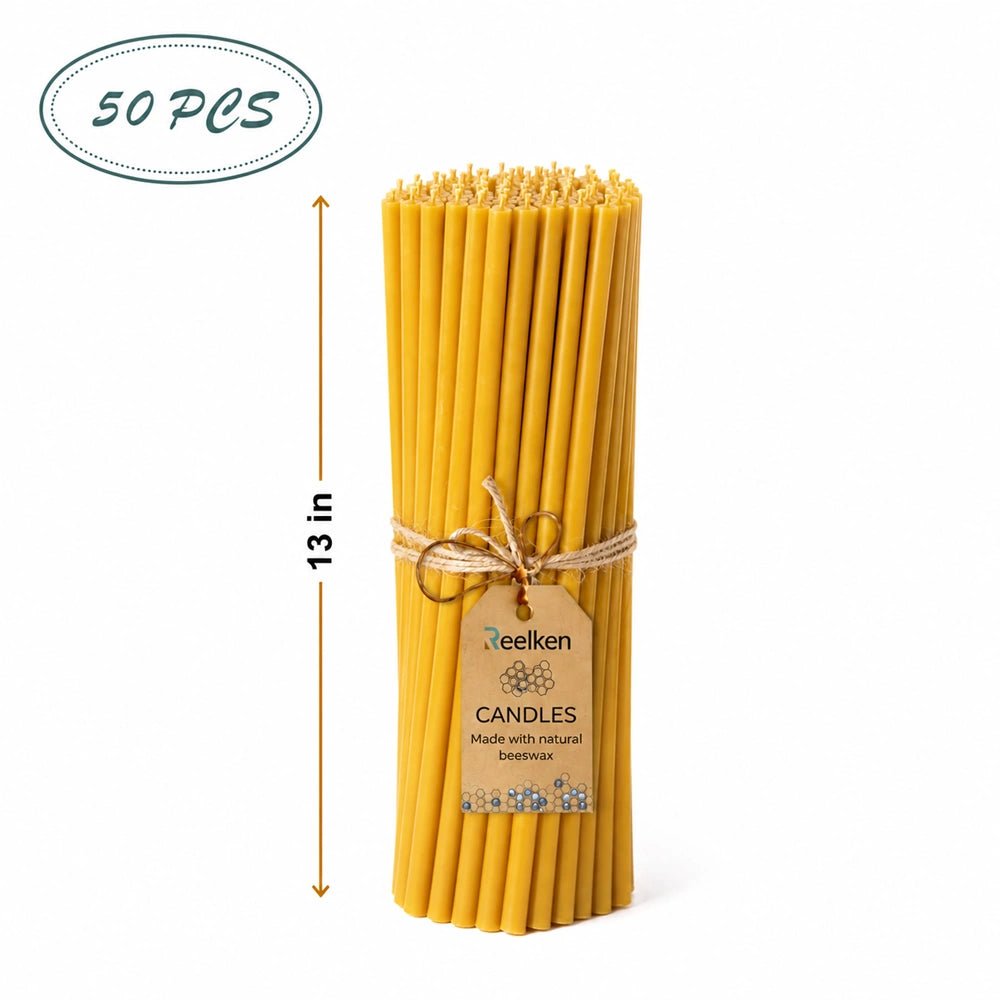 Natural Wax Candles - 13x0.47 in - Reelken US