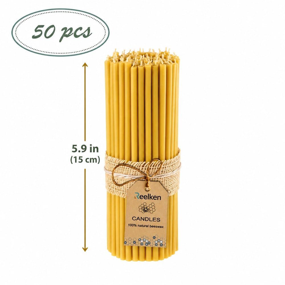 Natural Wax Candles 5.9x0.2 in - Reelken US