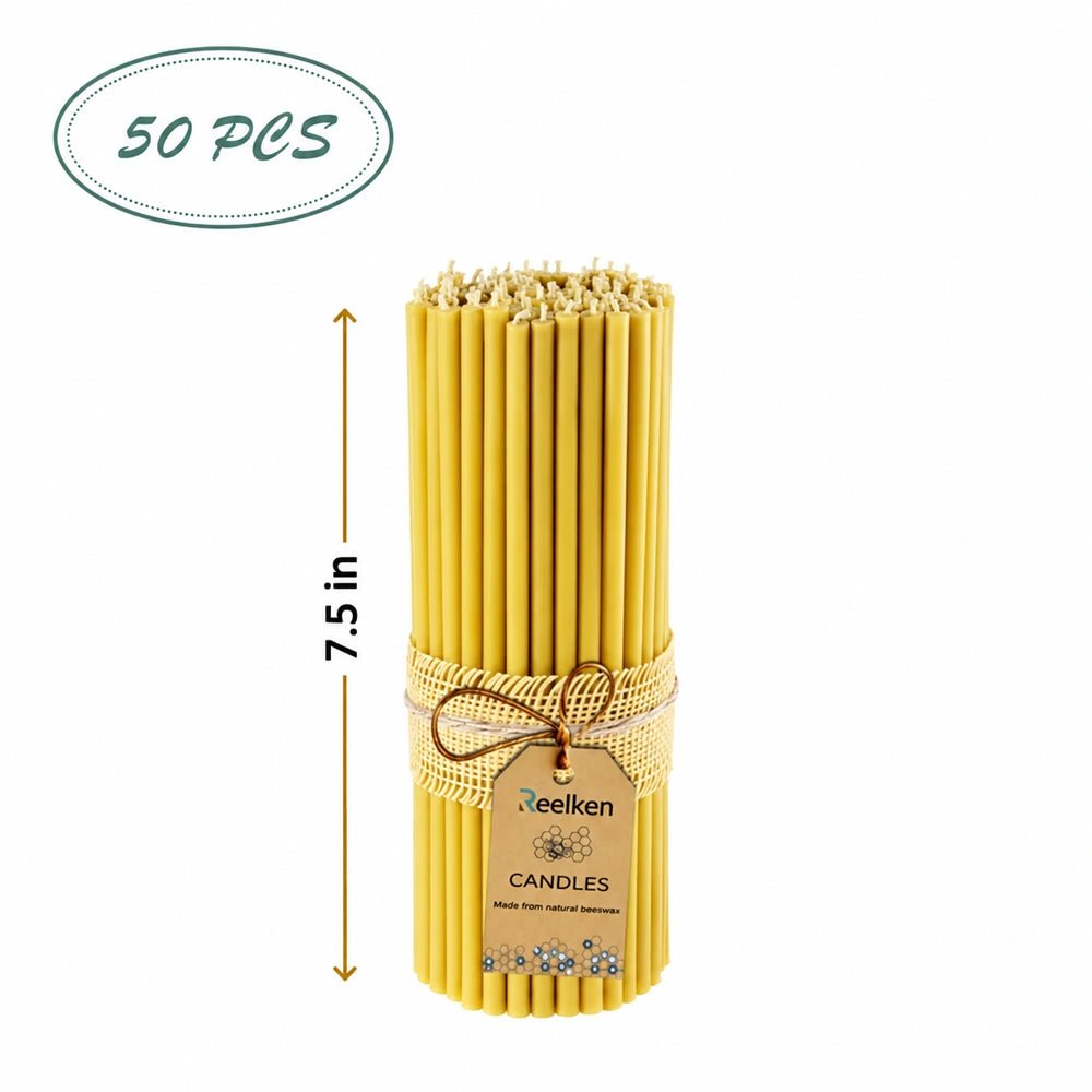 Natural Wax Candles - 7.5x0.24 in - Reelken US