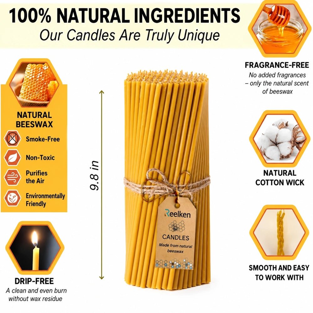 Natural Wax Candles – 9.8x0.27 in - Reelken US