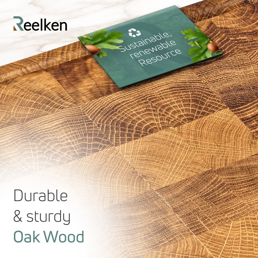 Oak wood cutting board 11.8 x 15.7 x 1 in - Reelken US
