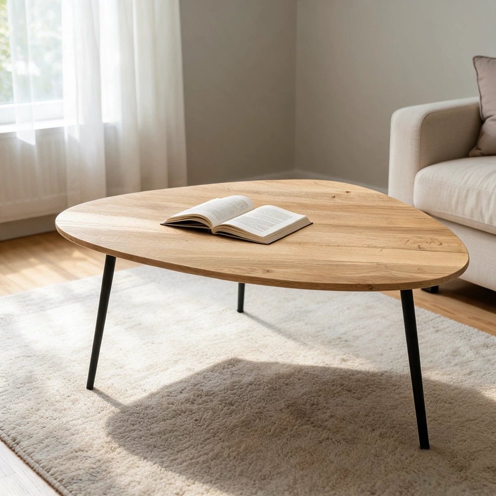 Oval Solid Oak Coffee Table – 23.4 x 31.5 x 1 in - Reelken US