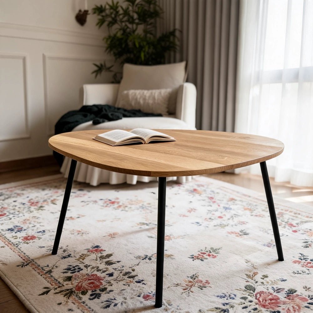 Oval Solid Oak Coffee Table – 23.4 x 31.5 x 1 in - Reelken US