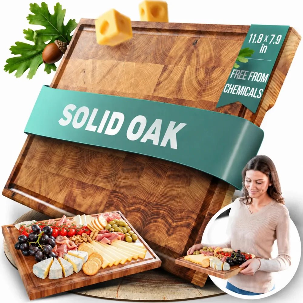 Premium oak wood cutting board 11.8 x 7.9 x 1.6 in - Reelken US