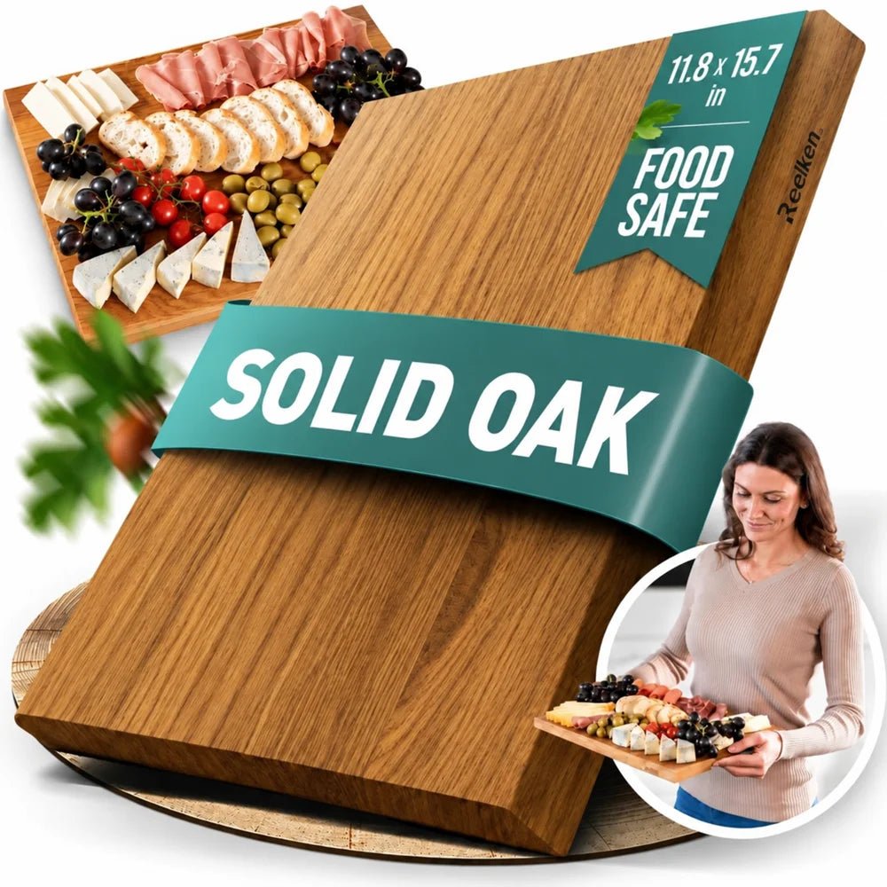 Professional oak wood cutting board 11.8 x 15.7 x 0.8 in - Reelken US