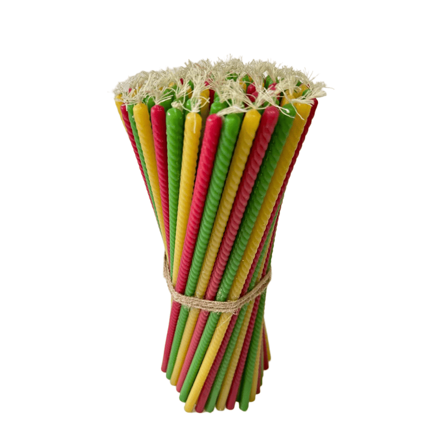 Set 102 buc Lumanari din Ceara Naturala, 30 cm, Tricolor - Reelken