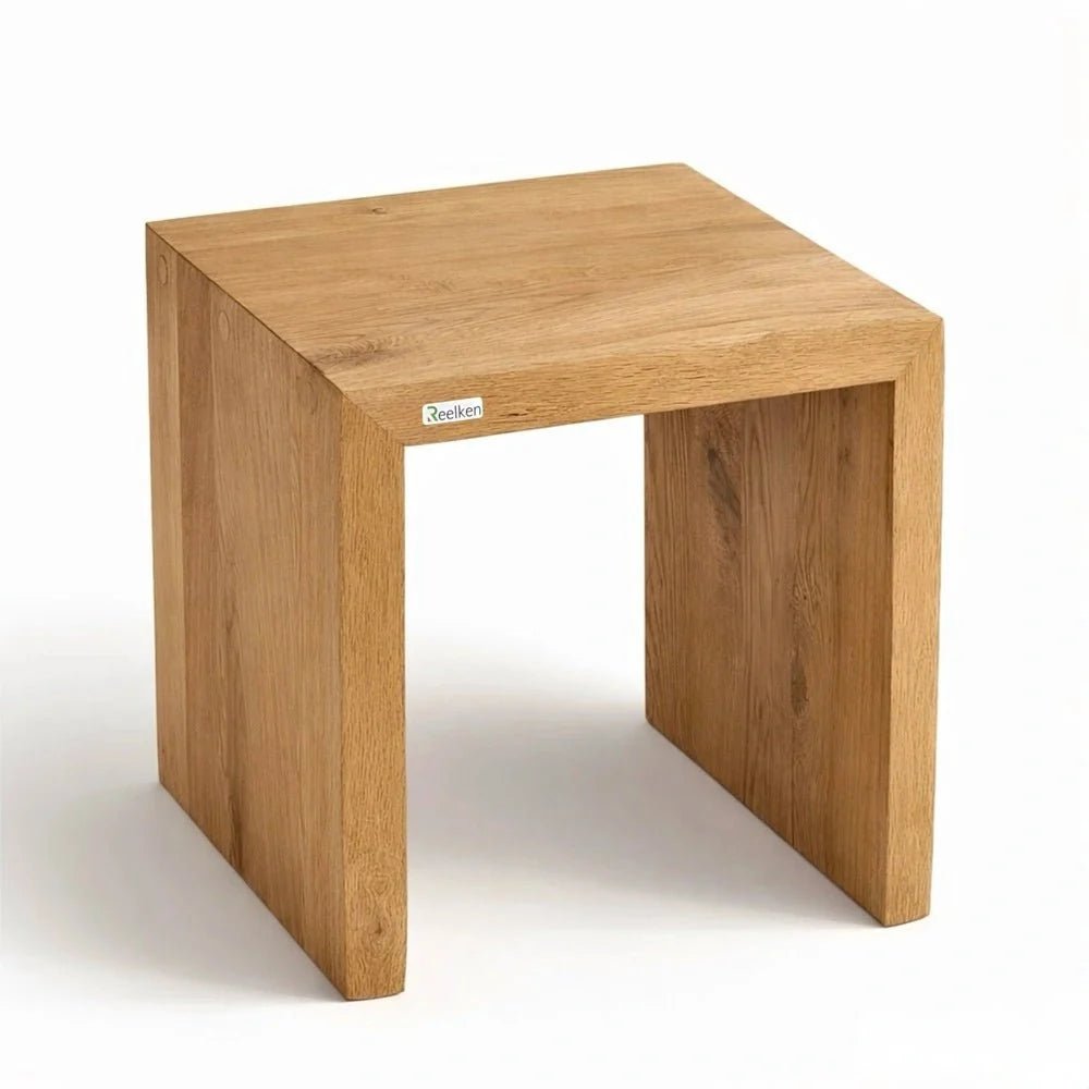 Solid oak bench 23.6 x 17.7 x 15.7 in – natural edges, natural oil finish - Reelken US