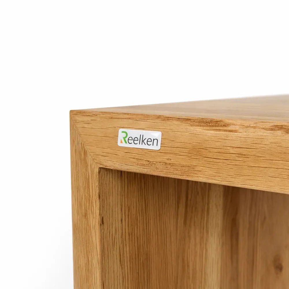 Solid oak bench 23.6 x 17.7 x 15.7 in – natural edges, natural oil finish - Reelken US