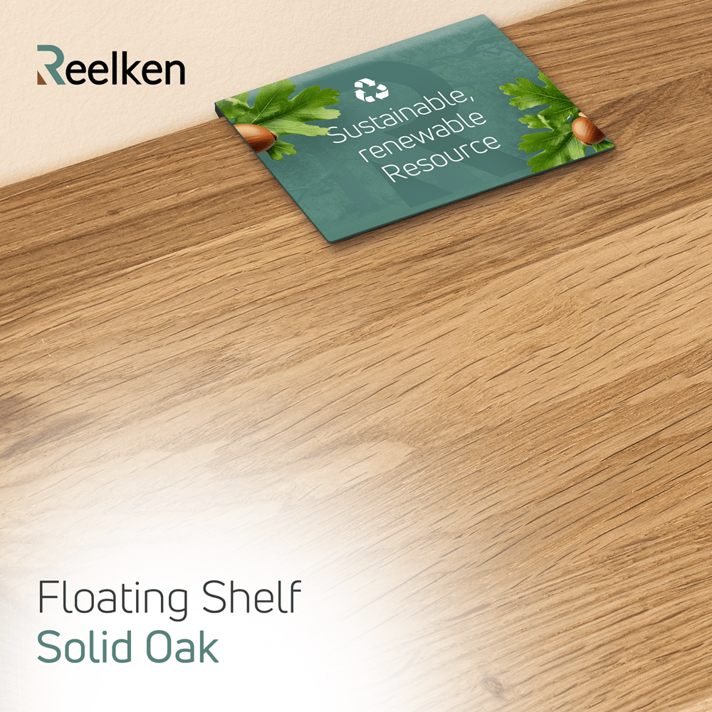 Solid Oak Wall Shelf - natural edges 27.6 x 8.7 x 1.6 in - Reelken US