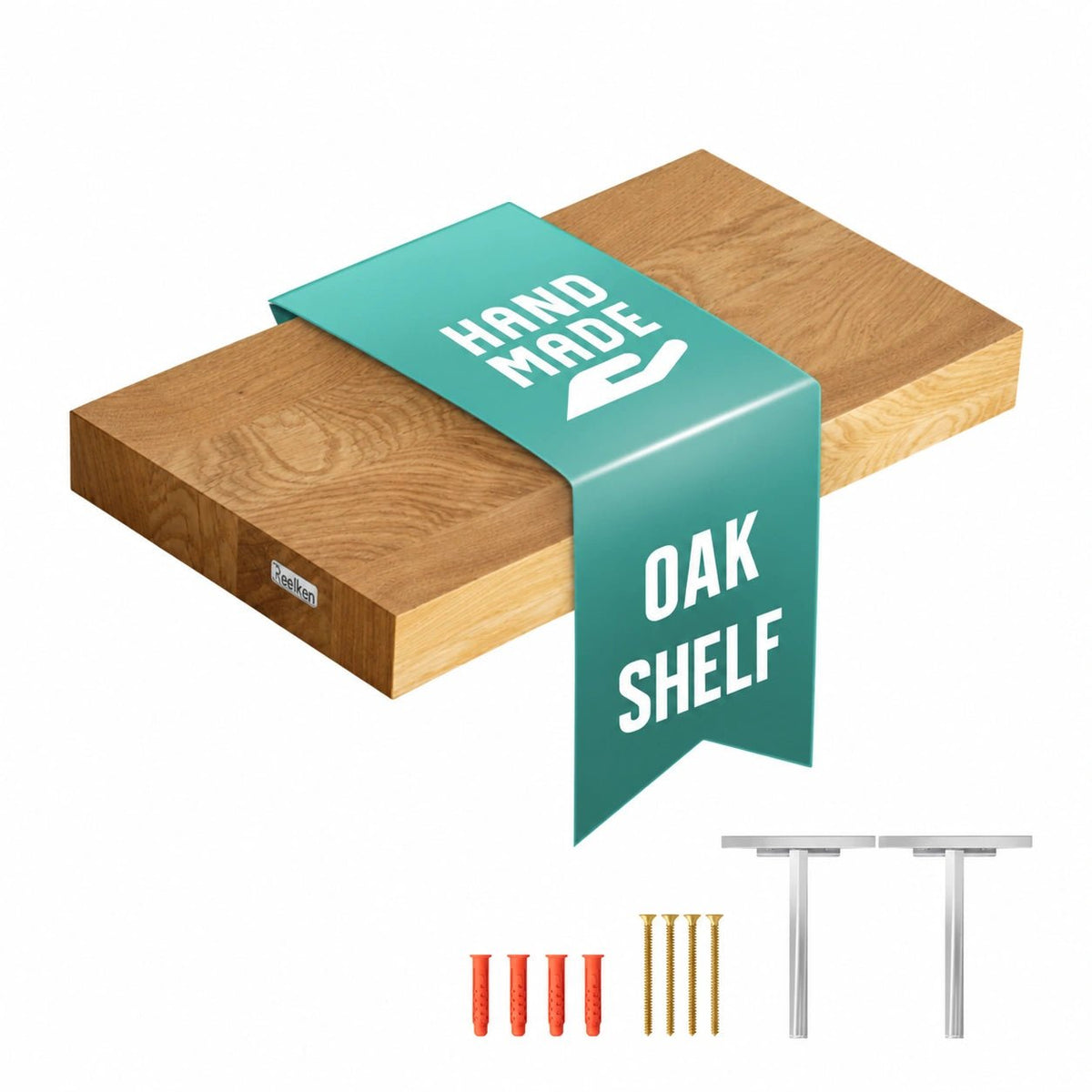 Solid Oak Wall Shelf - straight edges 15.7 x 8.7 x 1.6 in - Reelken US